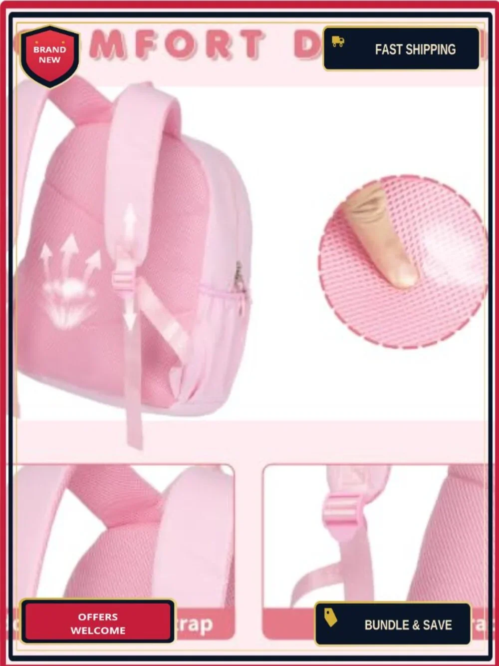 Kids' Initial Backpack for Girls Toddler School Pencil Box, Multi-Pocket